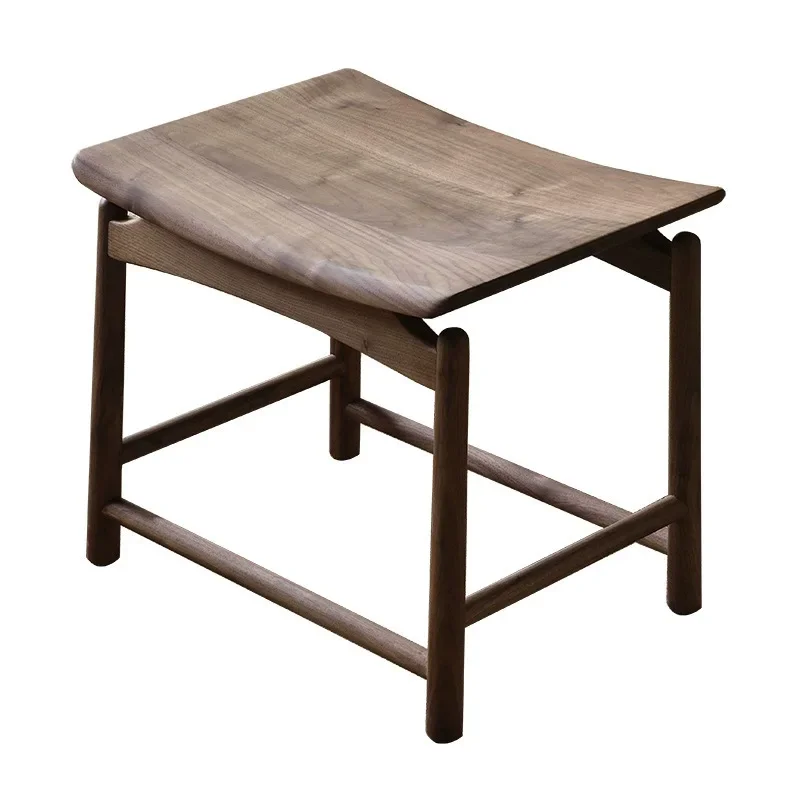 

New Chinese style all solid wood square stool black walnut log tea room tea stool ingot stool shoe change small bench