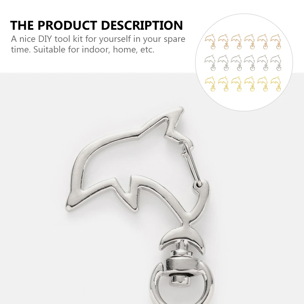 

30pcs Alloy Dolphin Keychain Clasps Key Ring Making Tools Hollow Buckles for Necklace Bracelet DIY Jewelry Crafts