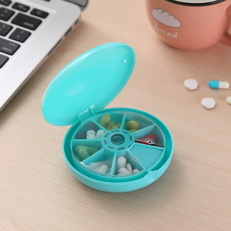 Weekly Rotating Pill Box Case Splitter Tablet Storage Organizer Medicine 7 Day Case Dispenser Pill Container Storage For Travel