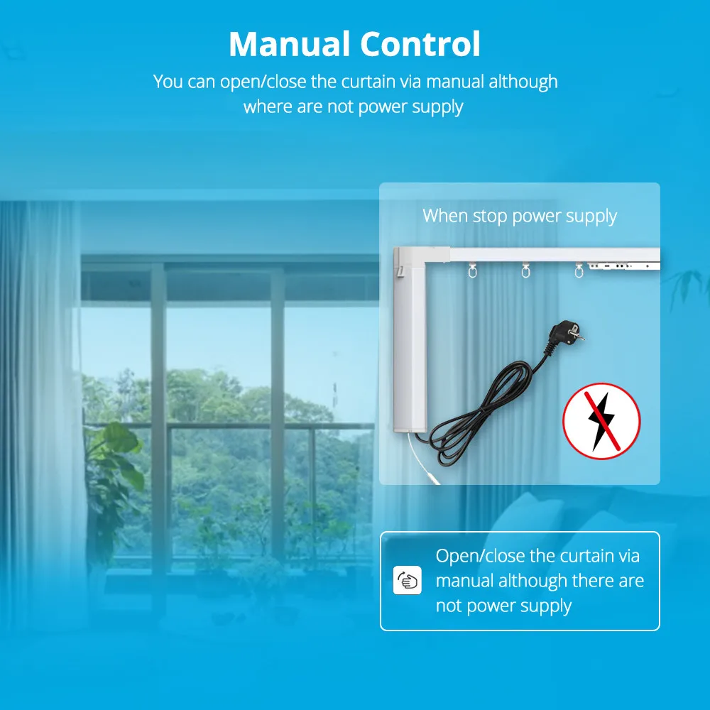 Electric Curtain Set DIY Track with Alexa Echo & Smart Living App Remote Control Smart Curtain