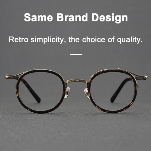 Imagen 2 del producto Marca el mismo diseño, gafas de diseñador redondas Retro, tendencia de moda, gafas de acetato de titanio de alta calidad, gafas ultraligeras de lujo