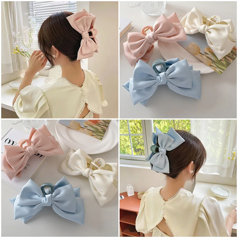 Fashion Large Bowknot Hair Claw Elegant Hair Clip Large Bows Ponytail Barrette for Women Girls Hairs Accessories Headwear