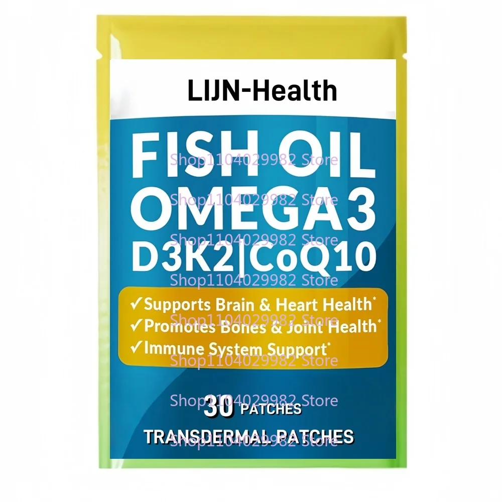 

30 патчей Omega 3 Transdermal Patches с рыбьим маслом и поддержкой витаминов D3 K2 и CoQ10 для иммунитета, здоровья сердца и мозга