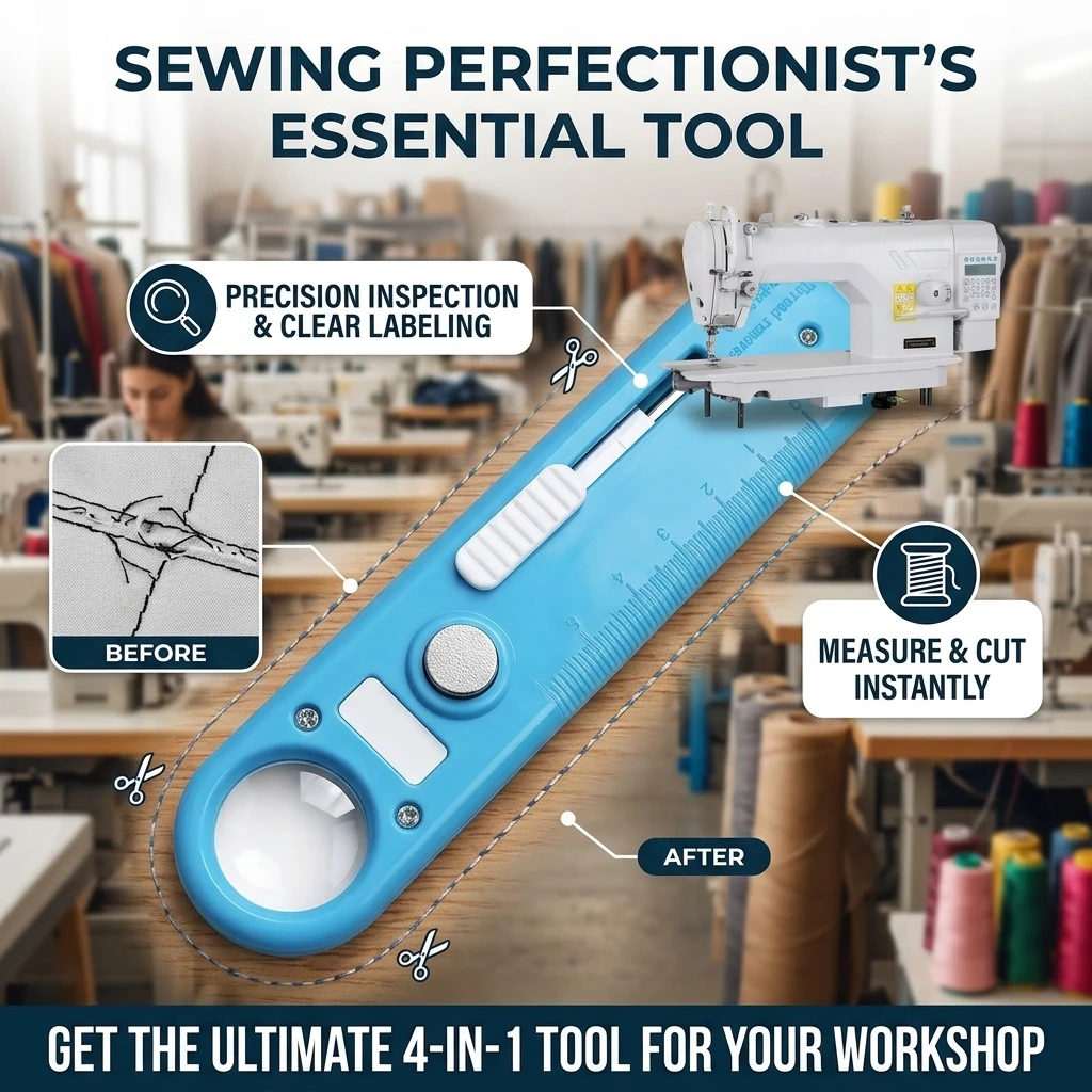 Compact Sewing Helper Anti-Piercing Needle Threader Magnetic Storage Ruler Magnifier Multi-functional Sewing Accessories