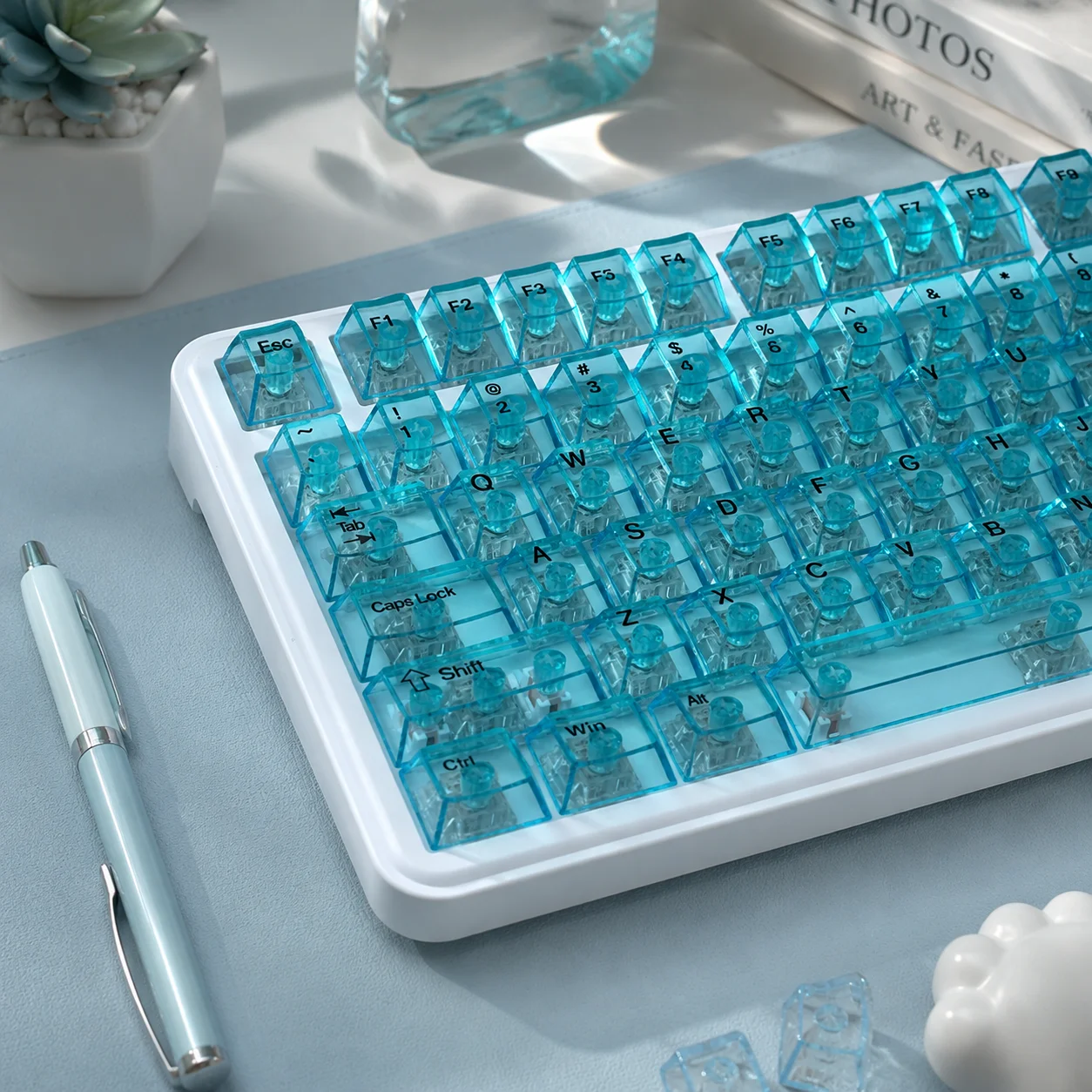 Clear Transparent Keycaps Red Blue White Cherry Profile PC Keycaps for Mechanical Keyboards DIY 60 70 80 90 100 Korean Key Caps