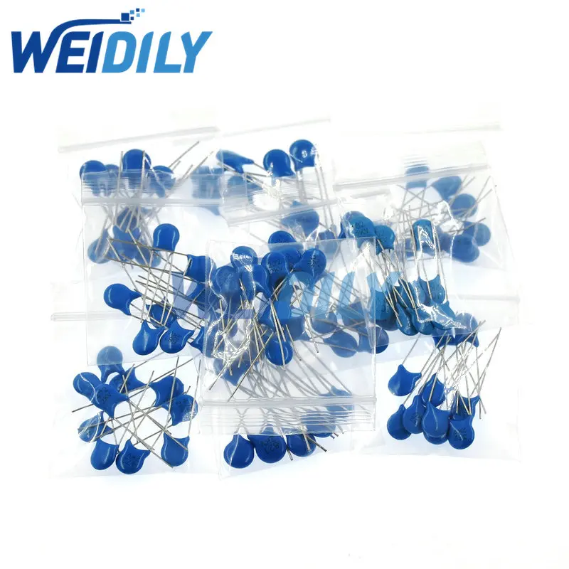 100PCS Ceramic Capacitors Assortment Assorted Kit High Voltage 2KV 1NF 1.5NF 2.2NF 3.3NF 4.7NF 220PF 470PF 560PF 680PF 820PF