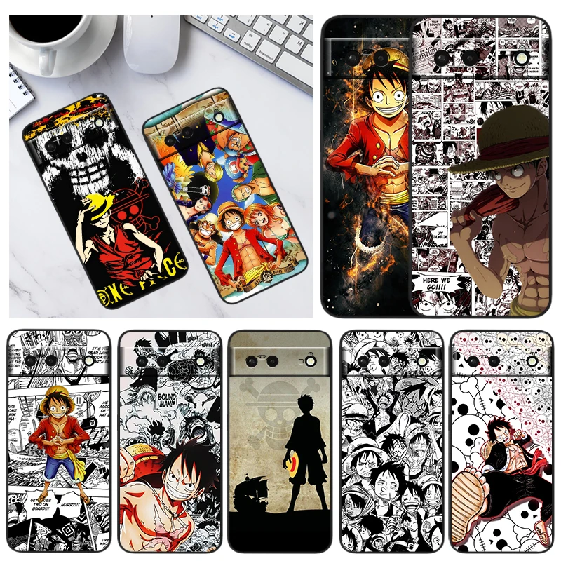

One Piece Animation Cartoon Phone Case For Google Pixel 8 7 6 Pro 6A 5A 5 4 4A XL 5G Black Shell Soft Cover Fundas Coque Capa