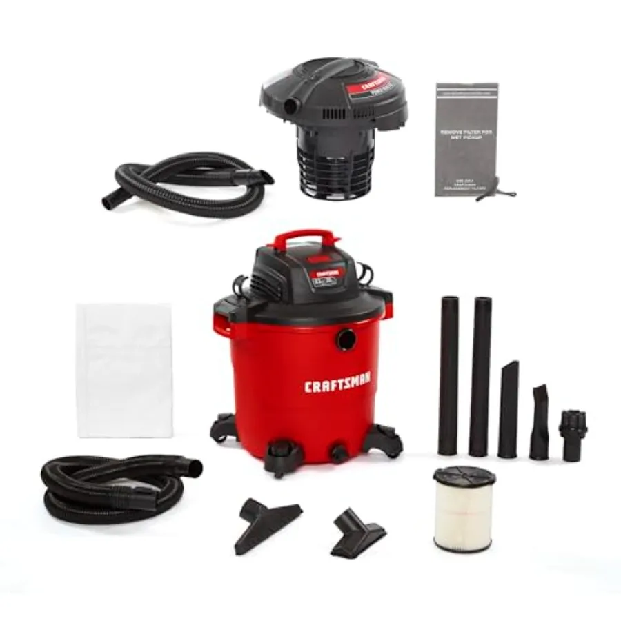 

CMXEVBE17596 20 Gallon 6.5 Peak HP Heavy Duty Wet/Dry Shop Vacuum with Filter Dust Bag Hose Attachments and CMXEVBE17
