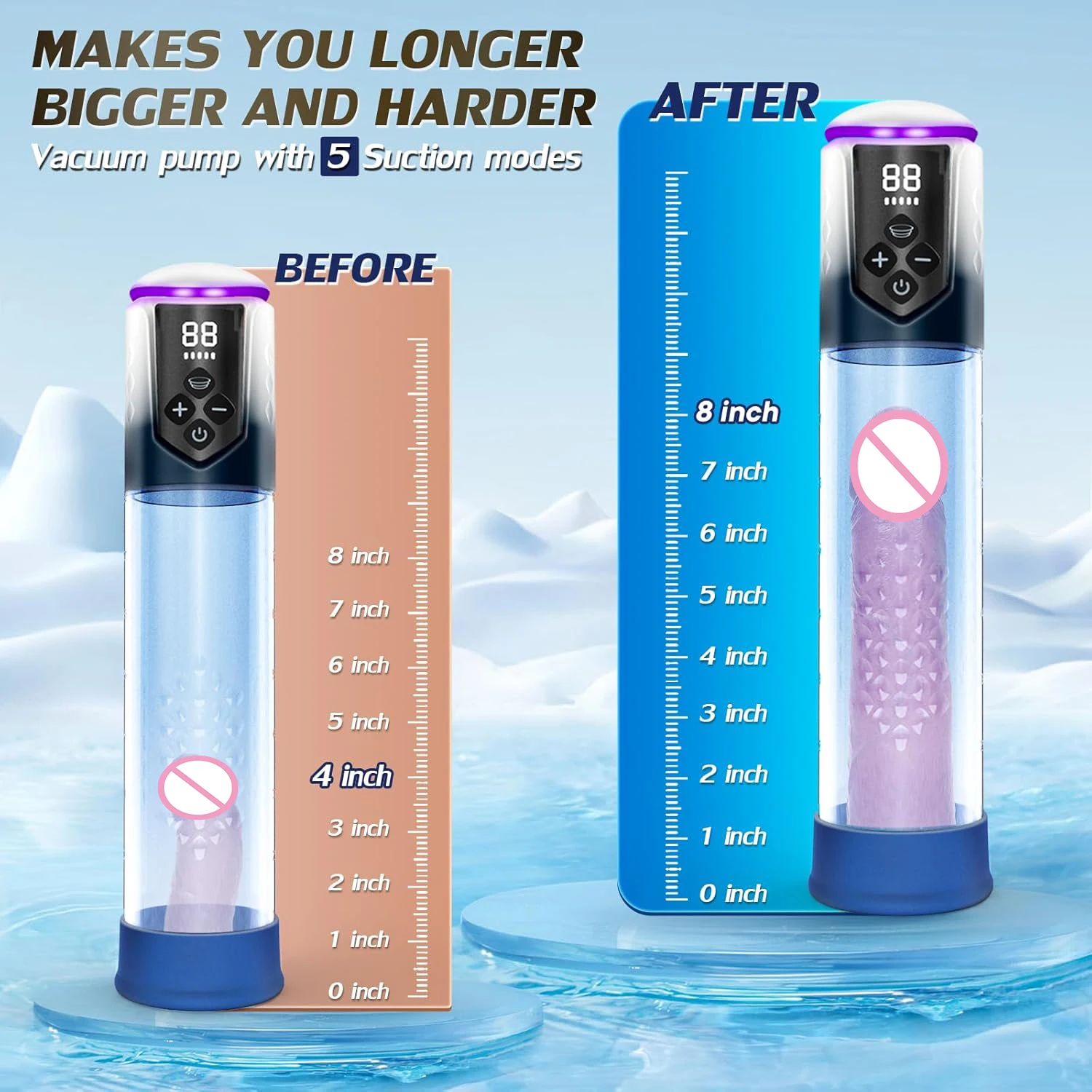 HESEKS مضخة تفريغ كهربائية مع وسائط تدريب مص مضخة القضيب ديك توسيع الديك المكبر ذكر الاستمناء للرجال 18 + #4