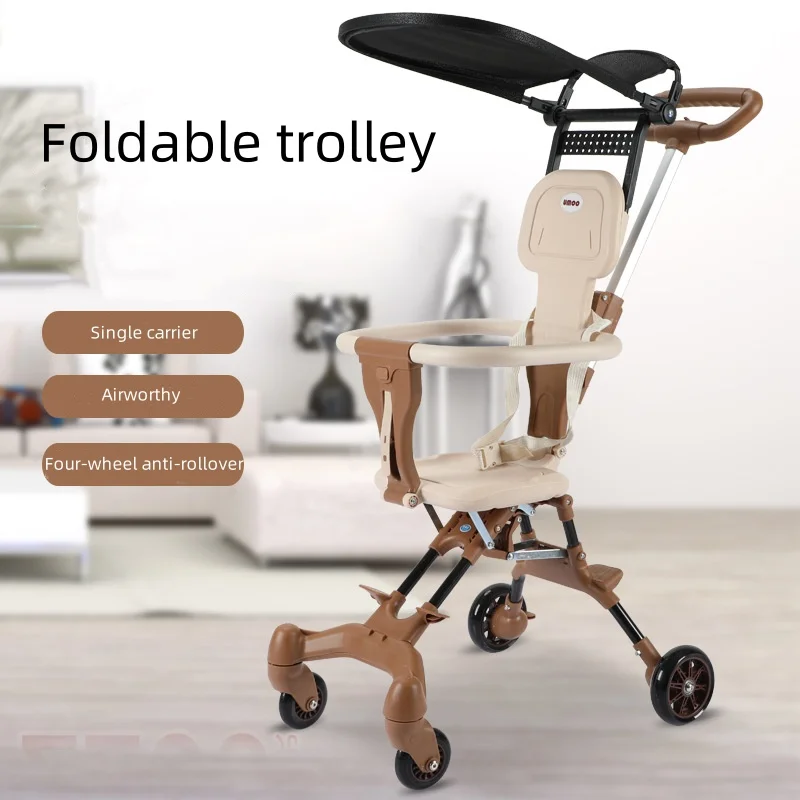 

6-24 months baby portable folding trolley children travel out walking baby two-way four-wheeled trolley