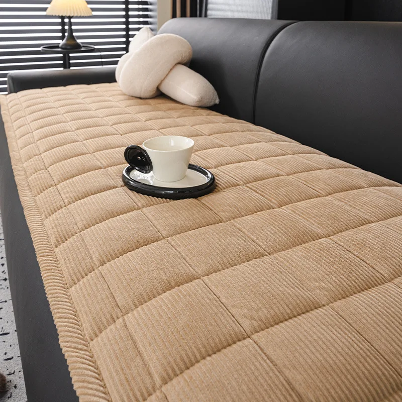 2026 New Solid Corduroy Sofa Cushion Non-Slip Thickening Couch Slipcover for Autumn and Winter Soft and Warm Home Accessories