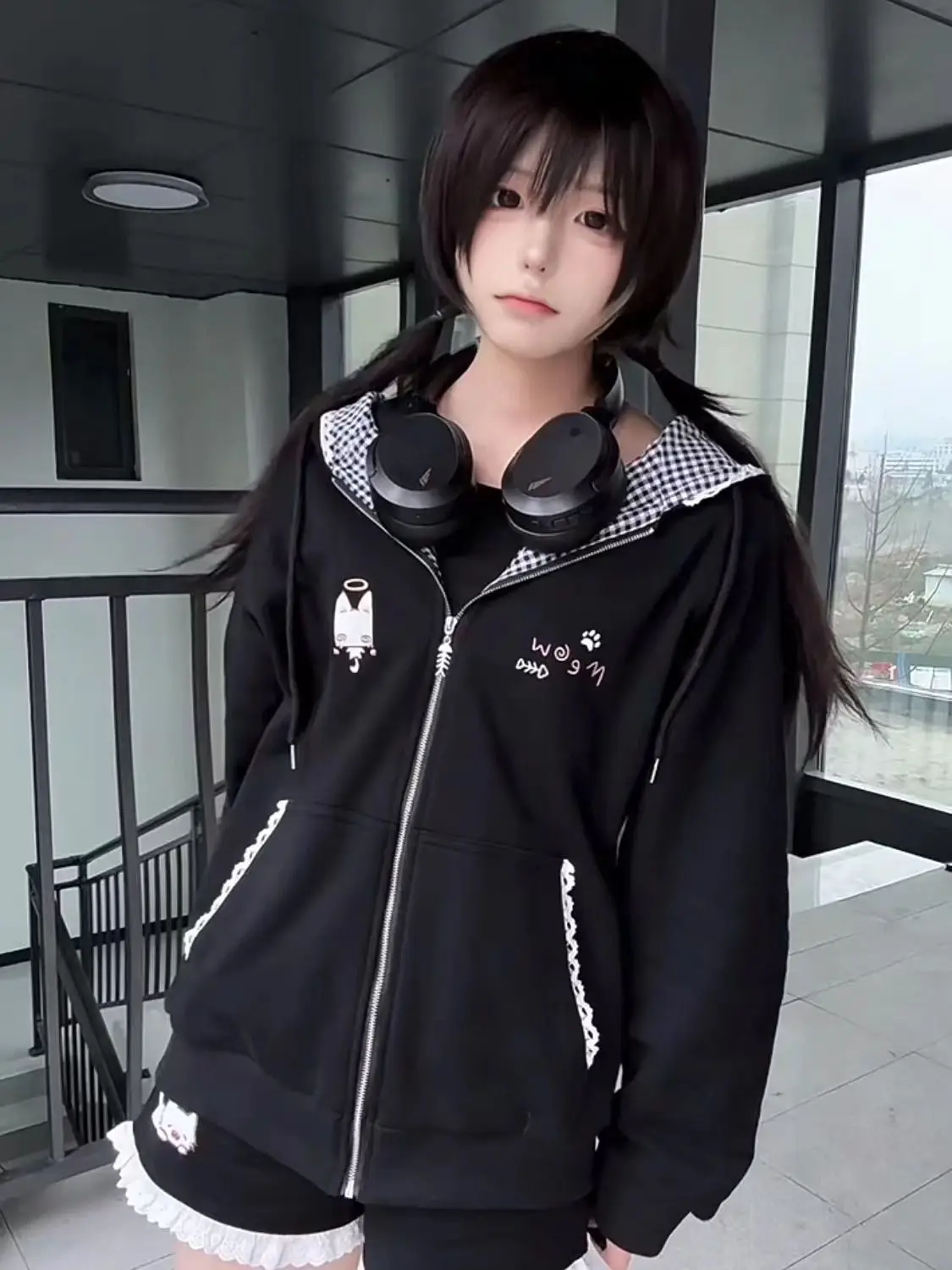 Vintage Sweatshirts 2025 Women's Clothes White Print Tunic Hooded Y2k Coat Streetwear Fashion Casual Hoodies Tops Ropa Mujer