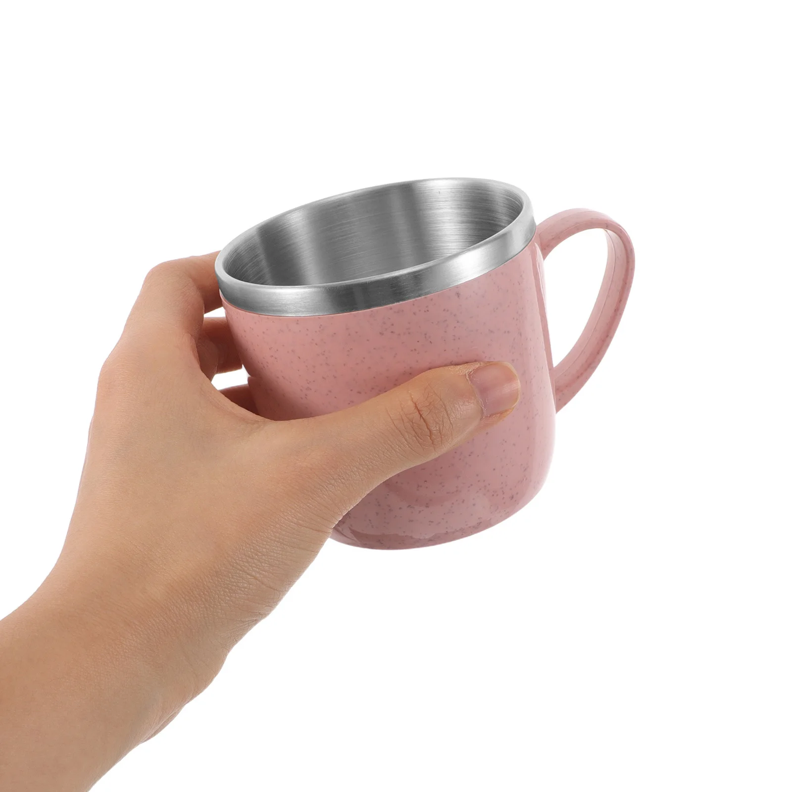 

Pink 220ml Stainless Steel Kids Mug with Handle BPA Free Metal Tumbler for Camping Hiking Outdoor Activities