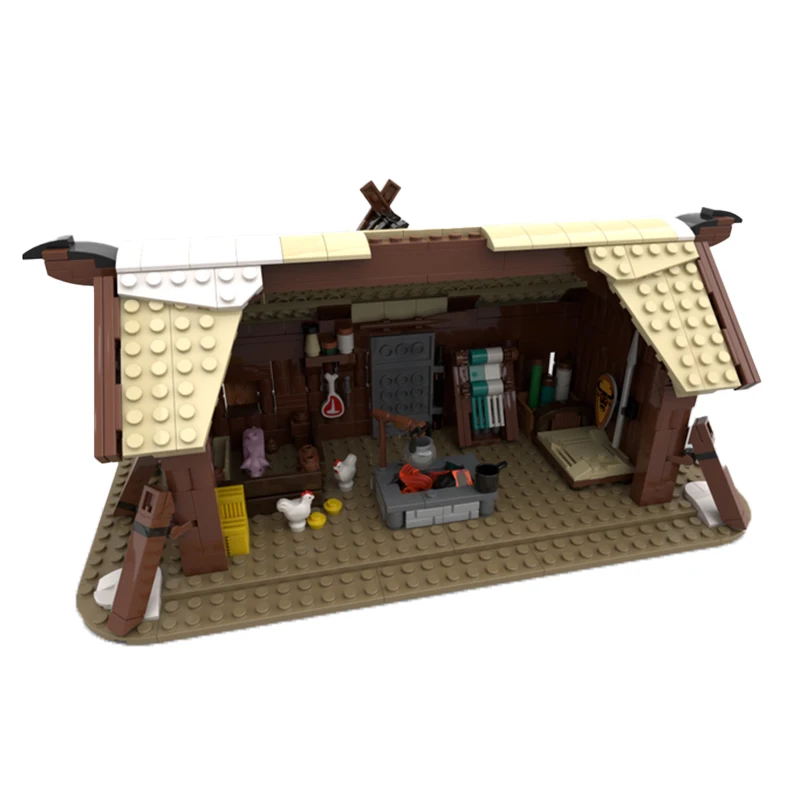 Mittelalterliche Serie Modulares Gebäude Mini Vintage Holzhaus Block MOC Longhouse Modell Technologie Ziegel Montageset Kinderspielzeug Geschenk