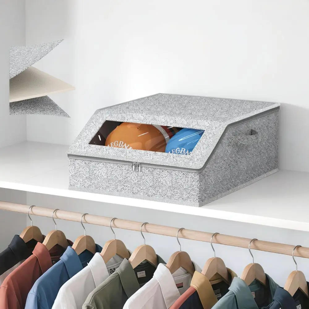 Dustproof Cap Storage Organizer Case Foldable Holder Box For Baseball Hats Closet Wardrobe Shelf Accessory Gray