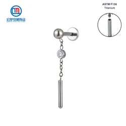 ASTM F136 Titanium Internally Threaded Dangle Labret Ring Ear Lobe Helix Tragus Body Piercing Jewelry