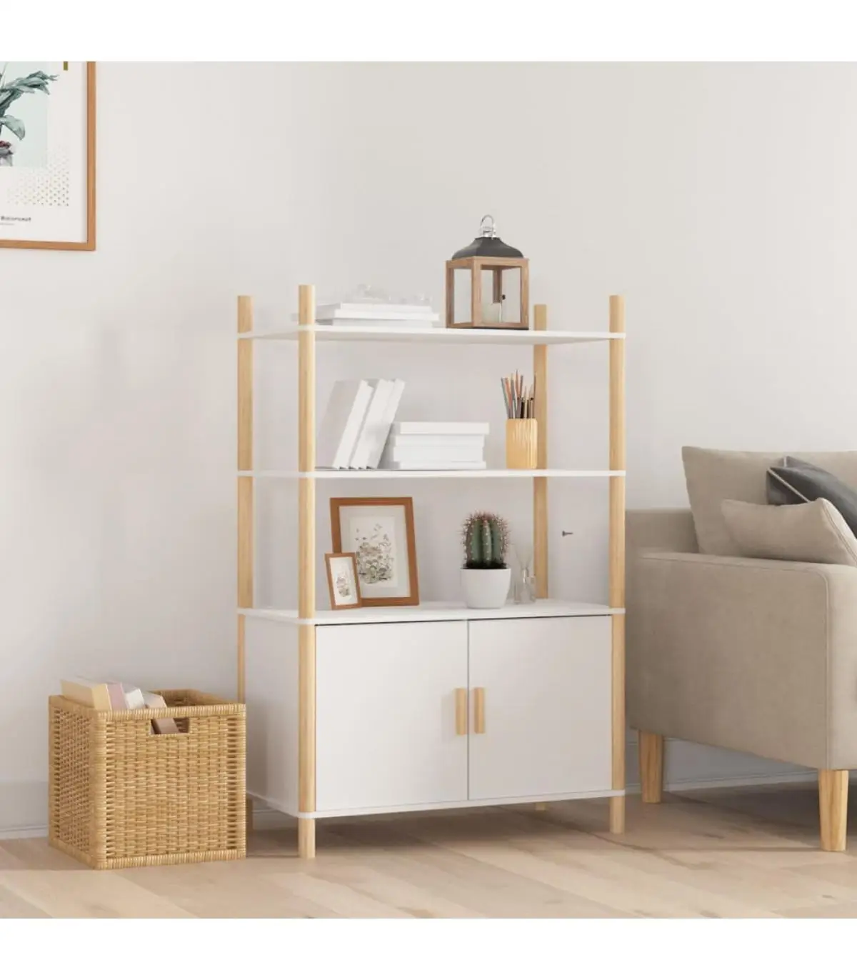 Sideboards high sideboard white plywood 80x40x121 cm