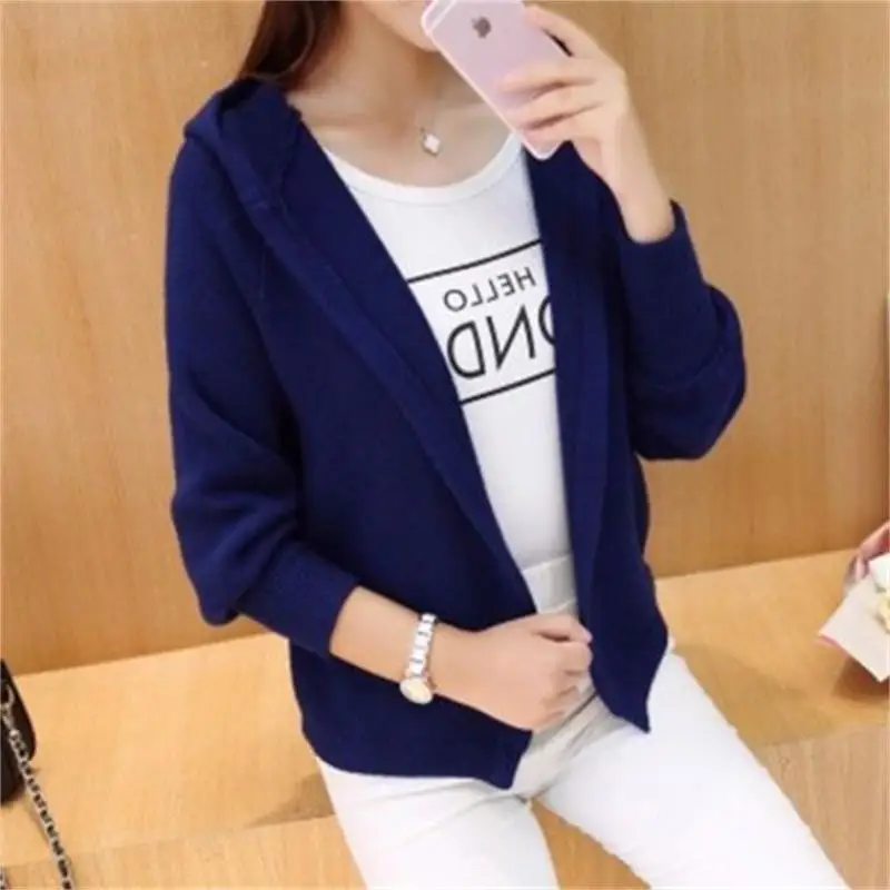 Thick Solid Casual Sweaters Cardigan Korean Loose Autumn Winter Women\'s Clothing 2022 Comfortable Simple Hooded Supple Elegant