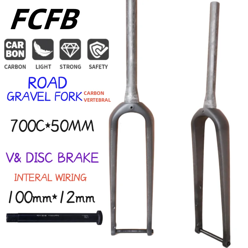 

carbon fork Gravel Fork All Carbon Fiber Road Bicycle Front Fork Barrel Shaft Thru Axle Ultralight Gravel Bike Fork 700C/27.5ER