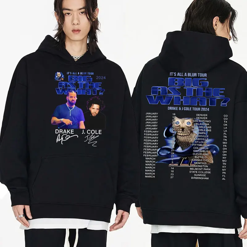

Rapper Drake J Cole Big As The What Tour Graphic Hoodies Men's Hip Hop Drake J Cole Vintage Hooded Sweatshirts Fashion Hoodie