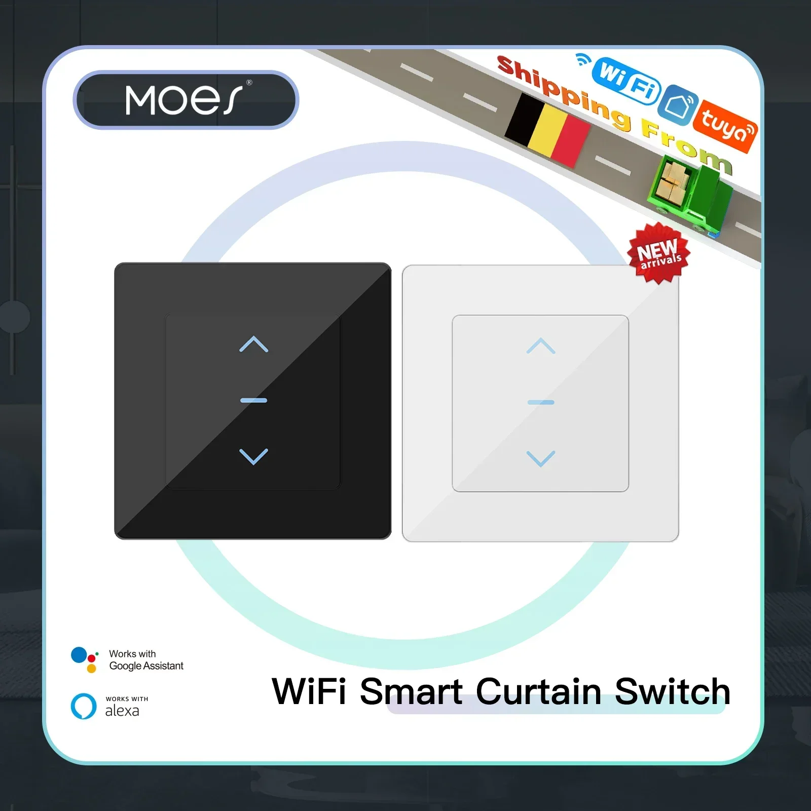 New WiFi Smart Curtain Switch Touch Design for Motorized Curtains and Roller Blinds work with Tuya Smart Life App Alexa Google