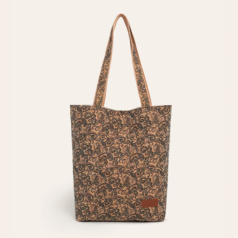 

Eco-friendly Cork Shoulder Tote Bag Boho Casual Commuter Bag Shopping Bag Portable Waterproof