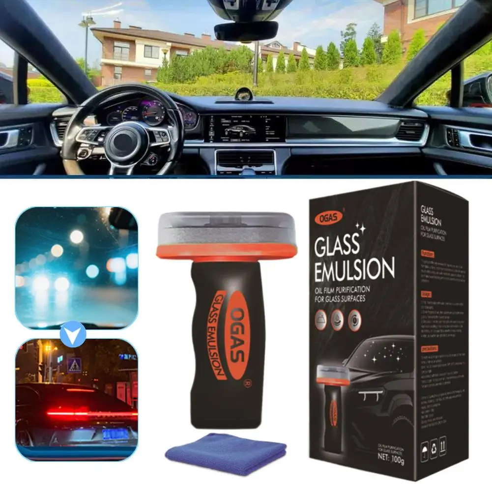 Car Glass Oil Film Remover Scratch Free Hydrophobic Windshield Cleaner Anti Fog Rain Repellent Cleaning Brush For Car Windshield