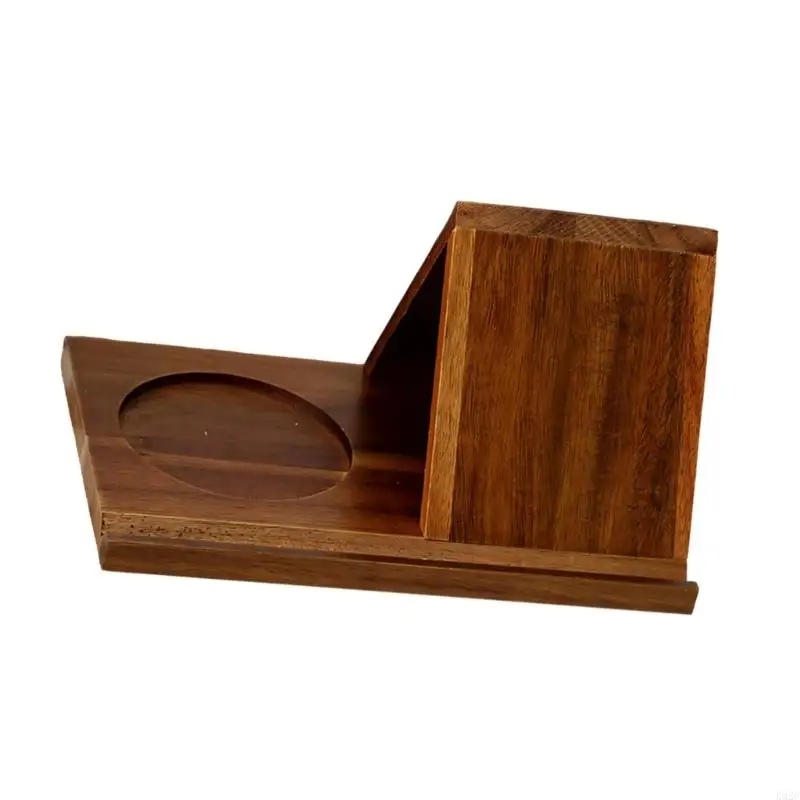 Triangular Wooden Bookstand with Drink Tray Multifunctional Reading Stand Desktop Organiser for Textbook Phone Tablet K92C