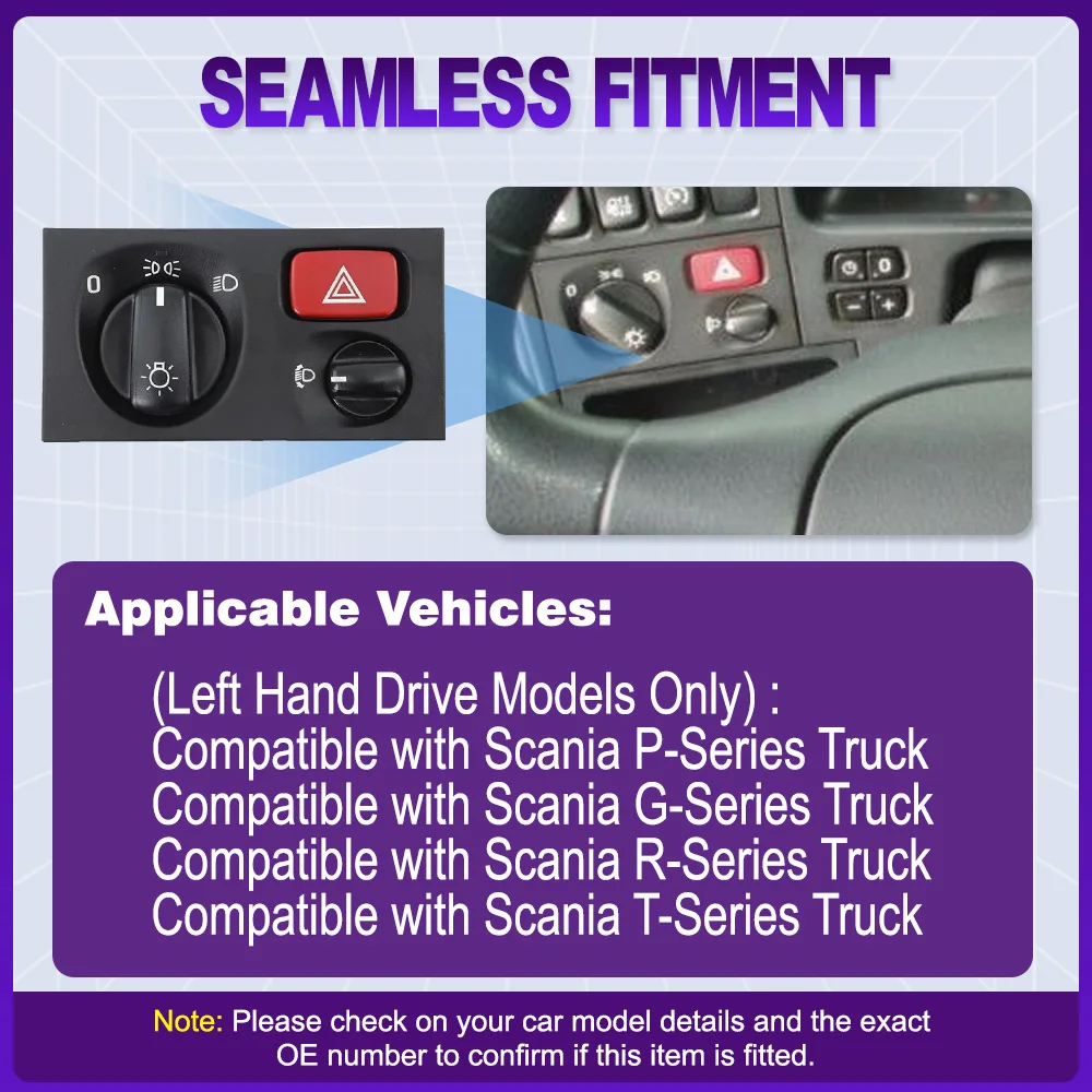 

Car Headlight Hazard Lamp Control Switch for Scania P G R T - Series Truck Left Hand Drive 1540672 1540673