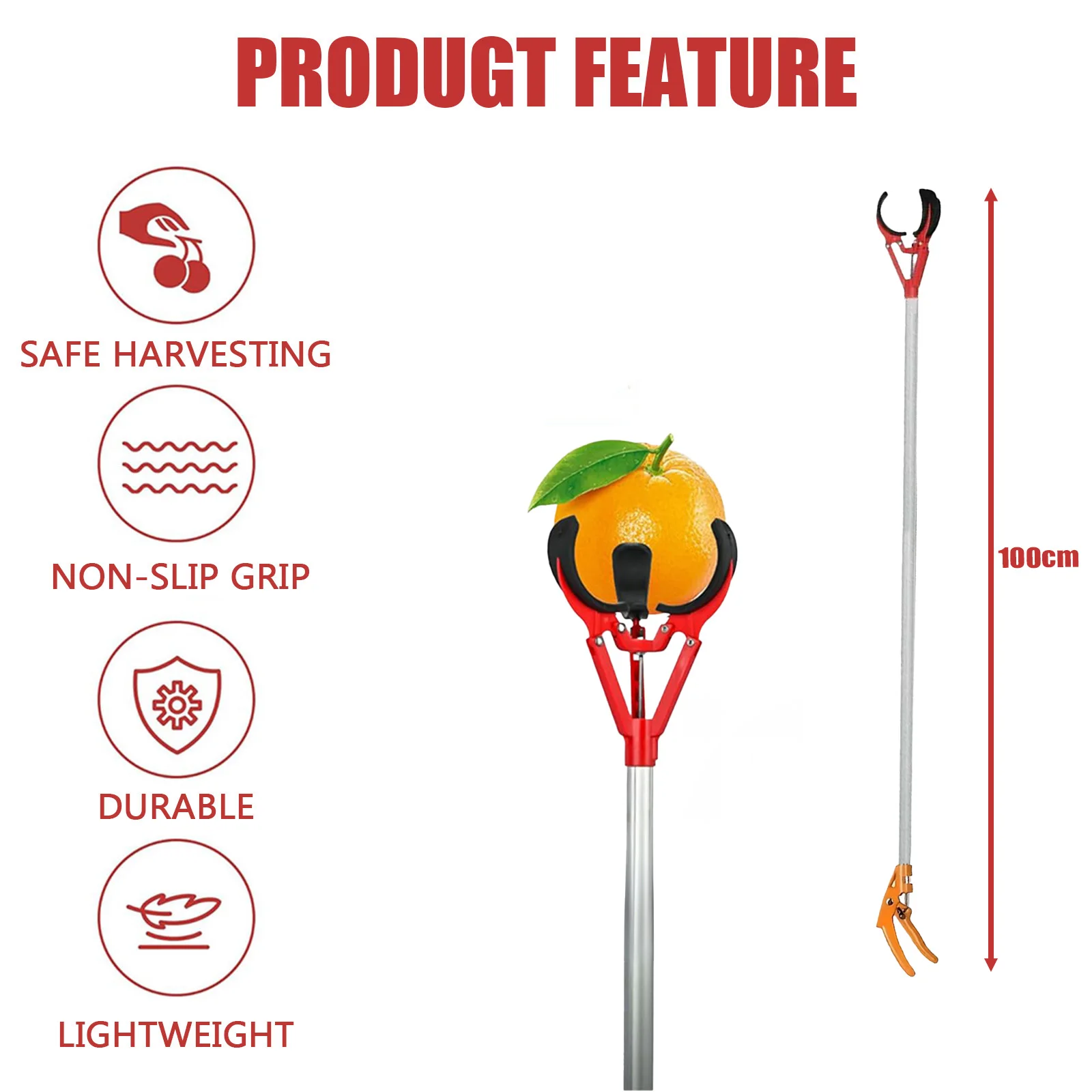 

High-Branch Fruit Picker, 3-Claw Picker for Apples Pears Citrus,Heavy-Duty,Durable,Orchard & Garden Harvesting Helper