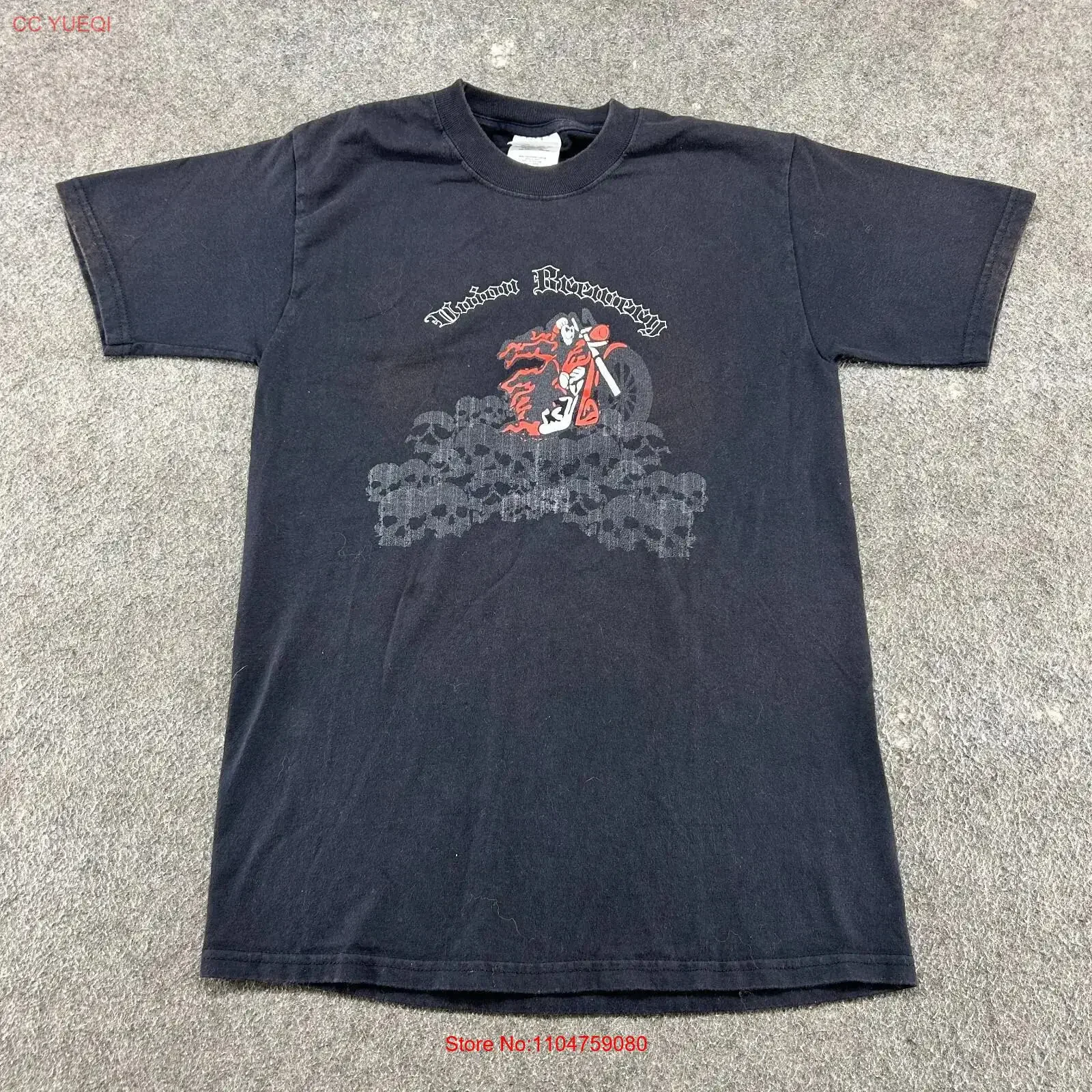 VINTAGE Union Brewery T Shirt Mens Small Black Motorcycle Iron Cross Biker Y2K vintage Washed fashion Unisex Stylish Stretched