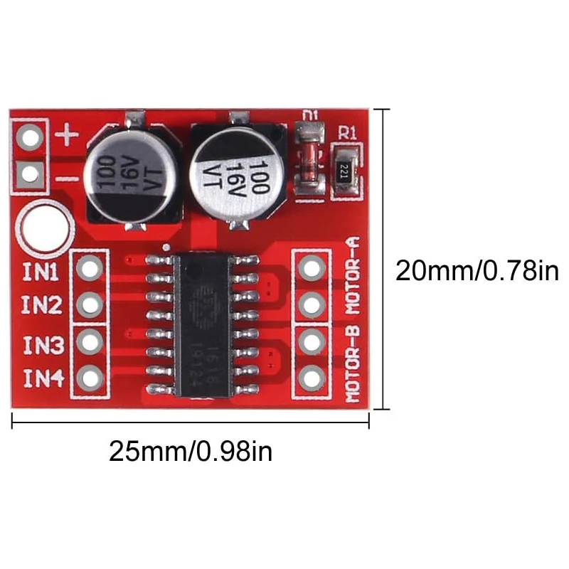 10PCS L298N Mini DC Motor Driver Module 1.5A 2-Way PWM Speed Control Dual H-Bridge Stepper Motor Driver Module for Smart Cars