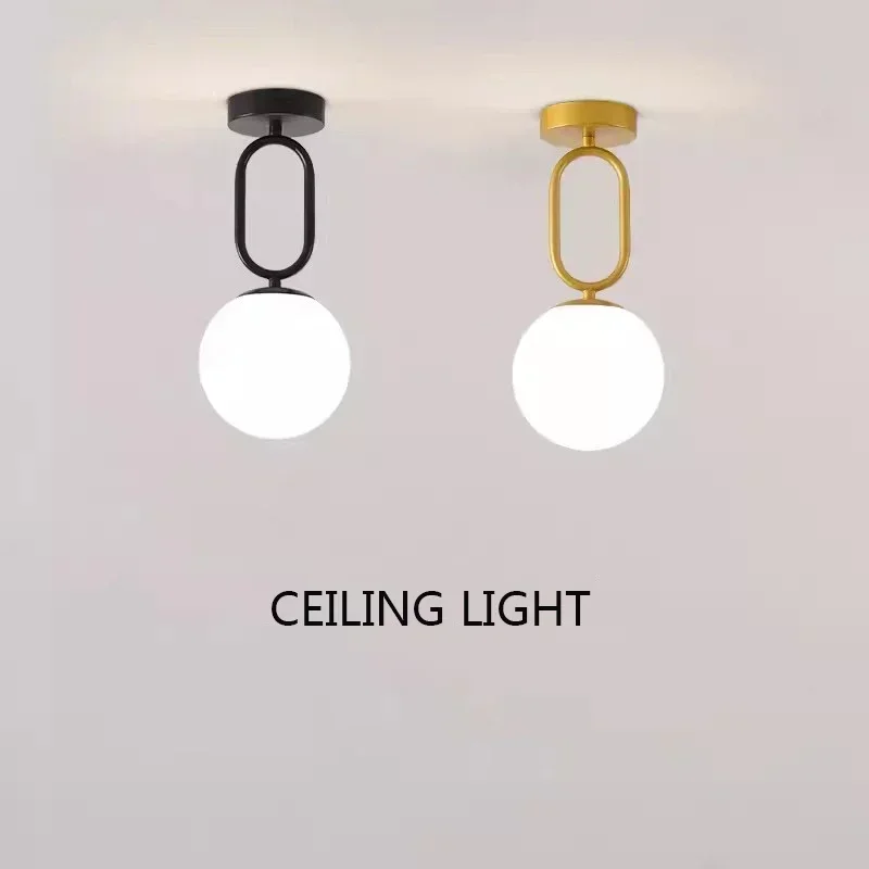 

Nordic LED Glass Ceiling Lamp Gold Black Aisle Light Hallway Entrance Foyer Staircase Corridor Cloakroom Home Decoration Fixture