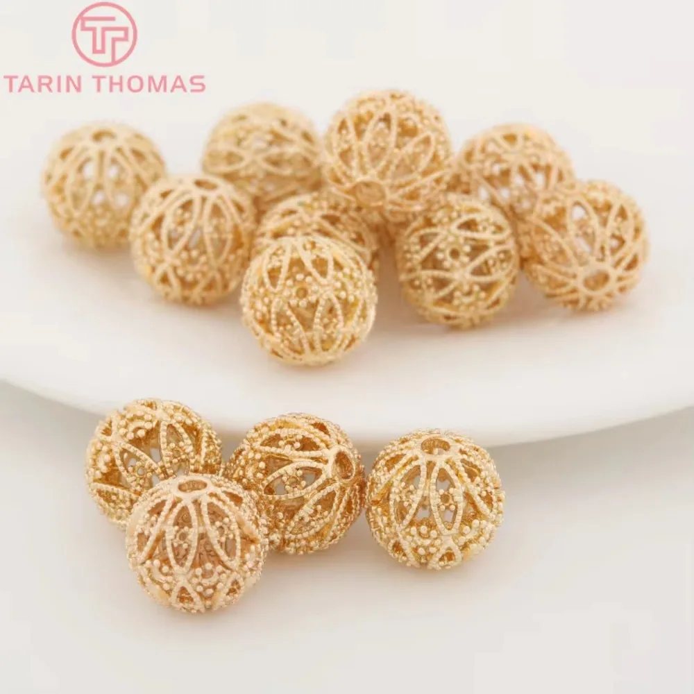 (3412)6PCS 11.5MM 12MM 24K pozłacany mosiądz Hollow Spacer Beads Bransoletka Koraliki Wysokiej jakości biżuteria Diy Akcesoria