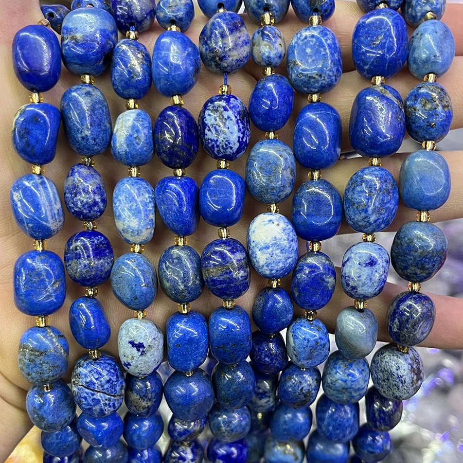 Naturalny lapis lazuli zawiera kamień nieregularny fasetowany luzem do tworzenia biżuterii naszyjnik DIY bransoletka 15 ''10-15mm