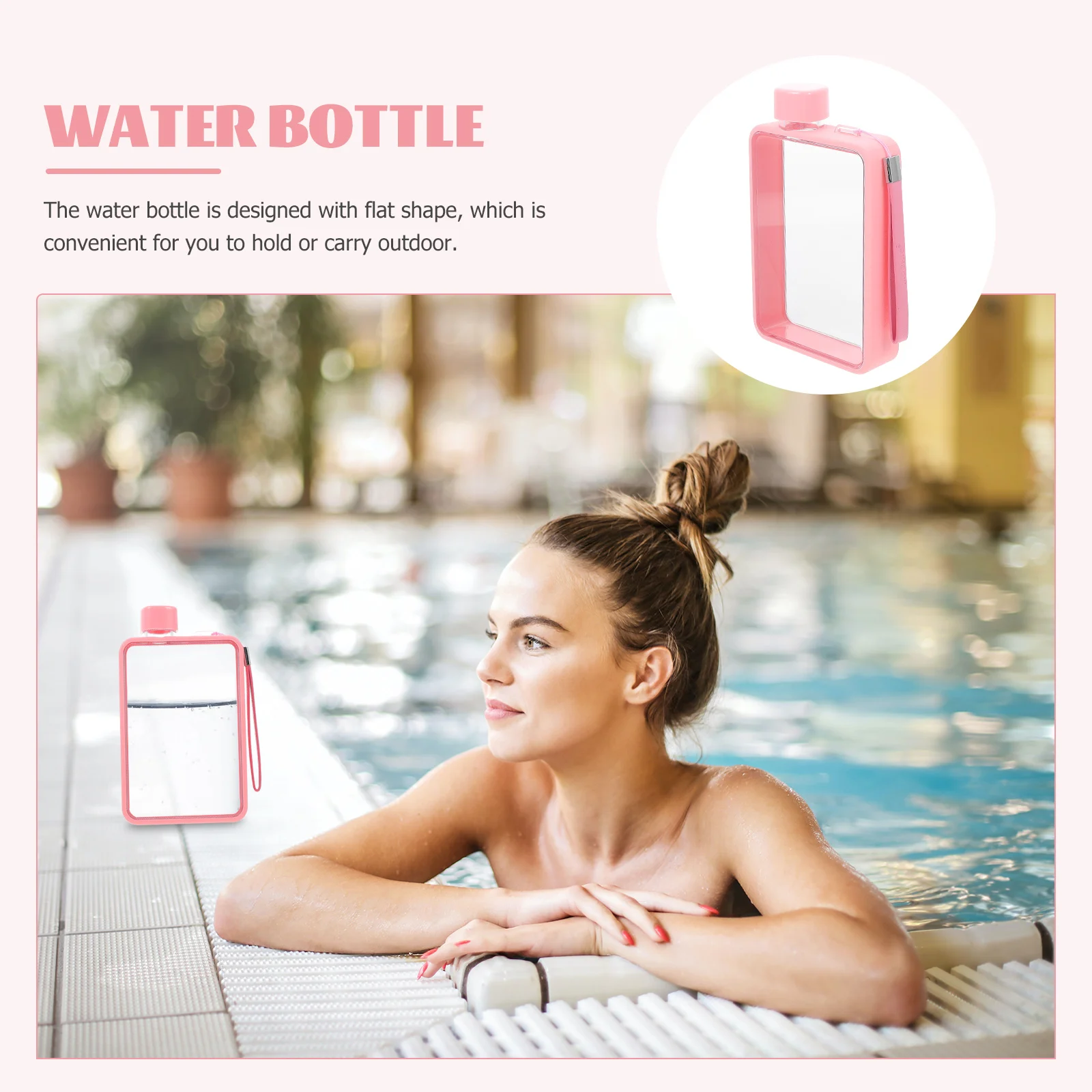 

Flat Cup Water Bottle 500ml PC Portable Sports Flask Compact Leakproof Fitness Travel Mug Lightweight Outdoor Bottle