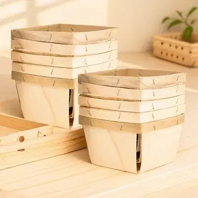 

10Pcs Wood Fruit Basket Sustainable Vintage Basket for Home Kitchen Restaurant Outdoor Picnic Serving Storage