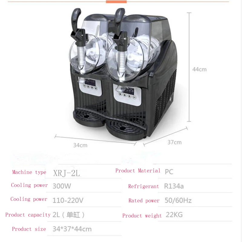 Double Tanks Slush Machine 12L*2 Snow Melting Machine Granizing Machine Cold Drinking Dispenser Stainless Steel