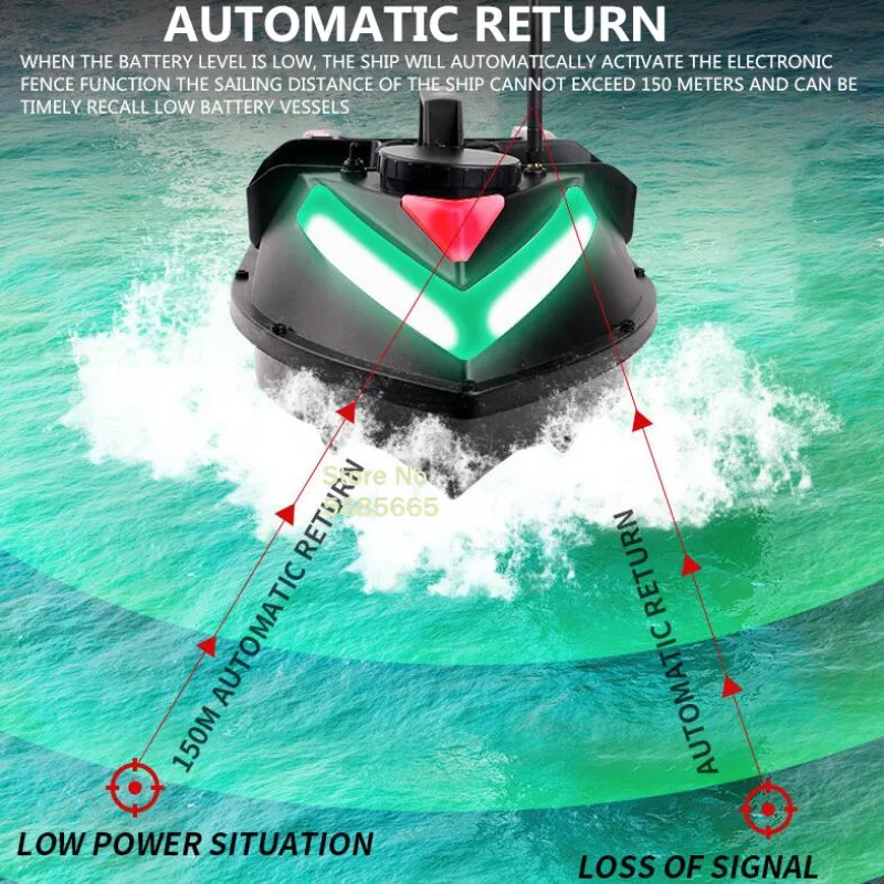 100 GPS Return Cruise Smart Fish Finder Remote Control Bait Boat 2KG 500M Colorful Light 3 Hopper Unhook RC Fishing Bait Boat