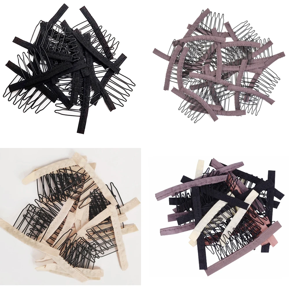 

10/30Pcs Wig Combs To Secure Wig 4-7Teeth Wig Comb Wig Clips WithCloth For Making Wig Caps Steel Material Clips Combs ForHair