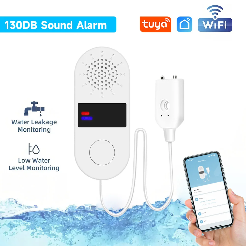 Tuya wifi Water Leak Sensor Sound Alarm System Smart Home Automation Water Overflow Level Detector Residential Protection