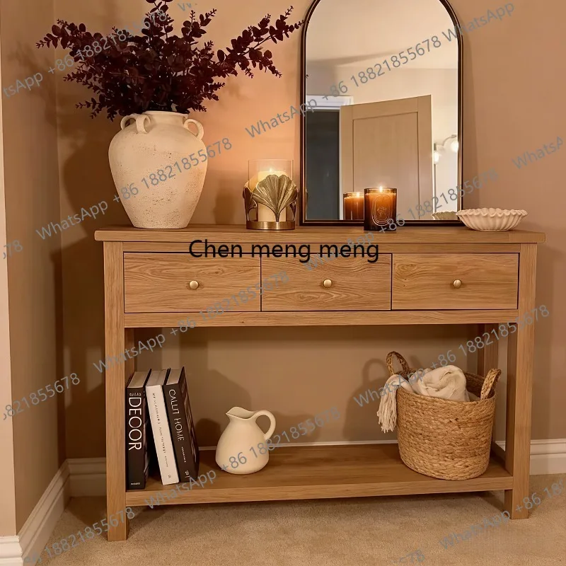 

Log wind solid wood porch cabinet European light luxury foyer storage cabinet decorative locker