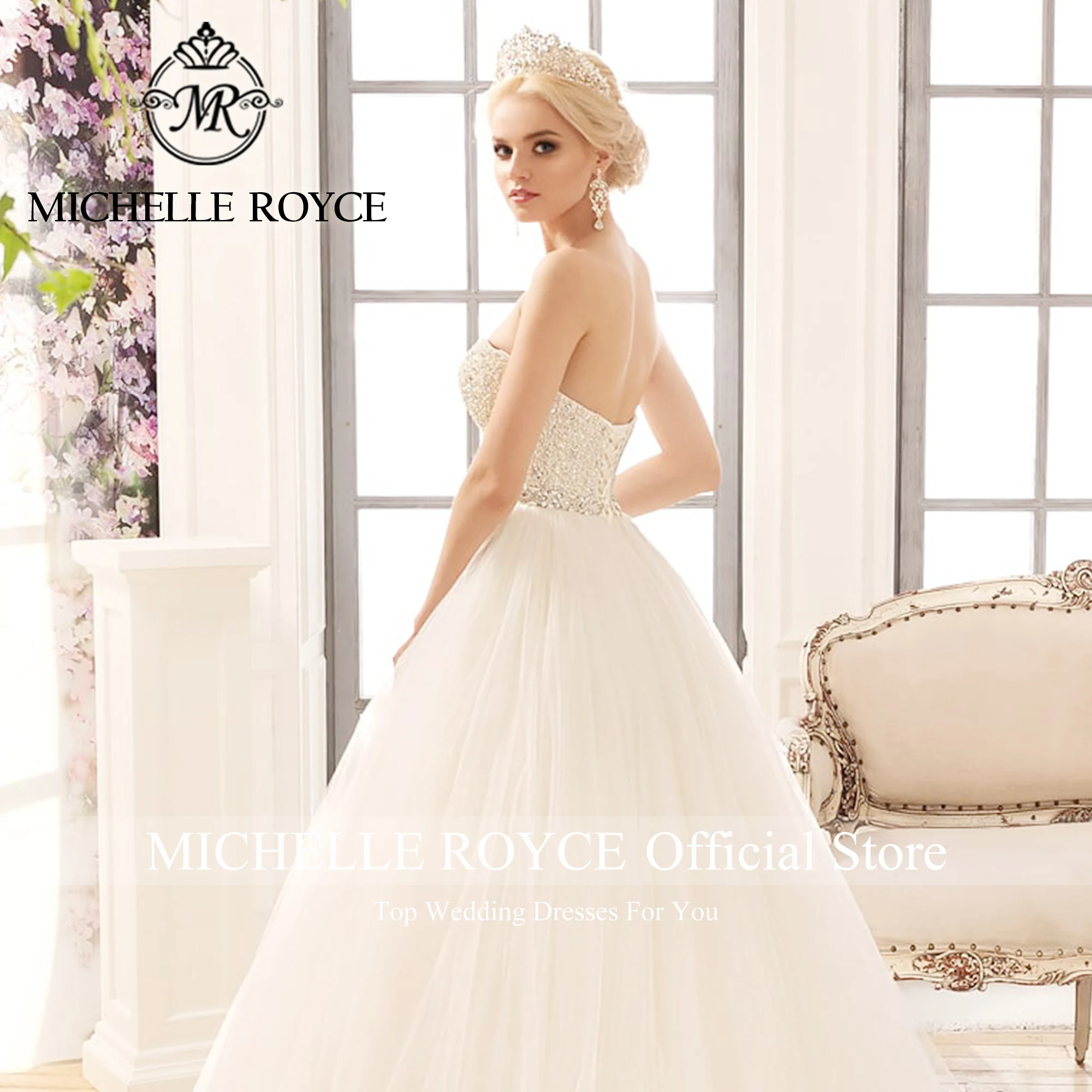 Michelle Royce-vestido De Novia De lujo para mujer, traje De boda con apliques De cuentas, escote Corazón, 2023