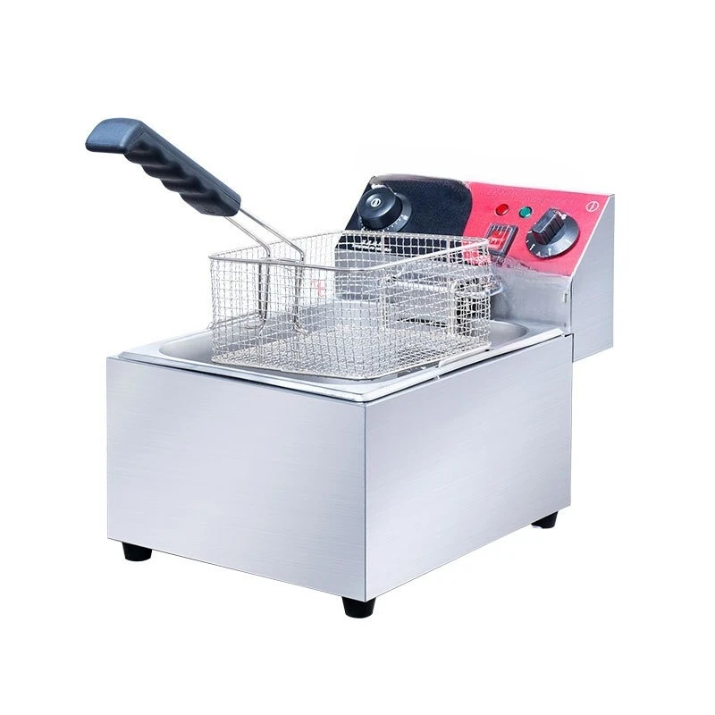 Desktop single cylinder single sieve timed electric fryer fried chicken thighs chicken wings French fries thickened sieve