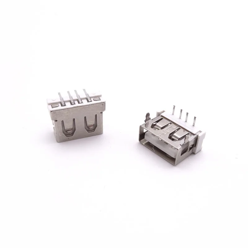 For USB 2.0 female seat USB female seat short body 10.6 long front two pins 90 degree pin full plug-in board, straight edge type