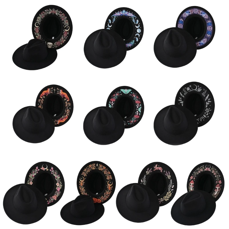 Decorative Broad-Edge Hat with Textured Print Around Its Foldable Polyester Construction, and Lightweight Feel