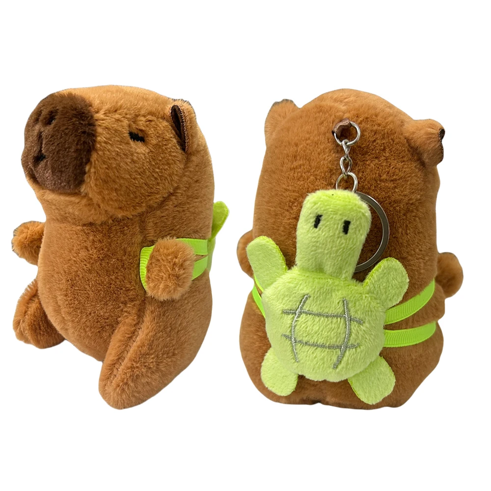 Cute Capybara Plush with Turte Backpack Kawai capibara Stuffed AniamlsToys Plushie Hugging ciits for kids Brewo Keychain 12 inch