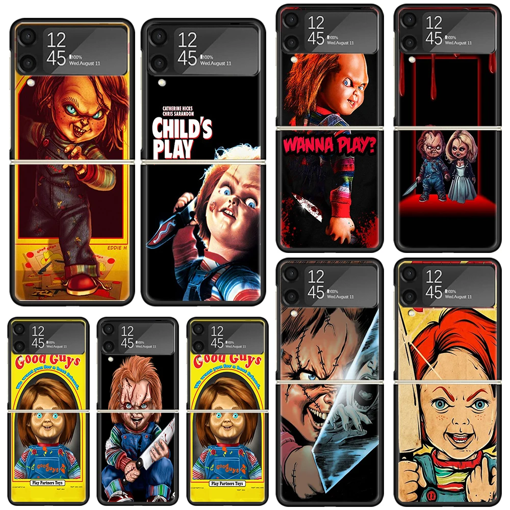 Chucky Child's Play Phone Case For Samsung Galaxy Z Flip Zflip 6 Flip6 5 Flip5 4 Flip4 3 Flip3 5G Art Fundas Black Cover