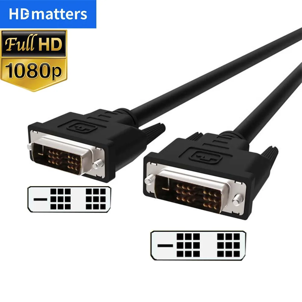 DVI Cable 1080P DVI Monitor Cable 18+1 Single Link DVI-D to DVI-D Cable Male to Male for Computer PC Monitor DVI Video Cord