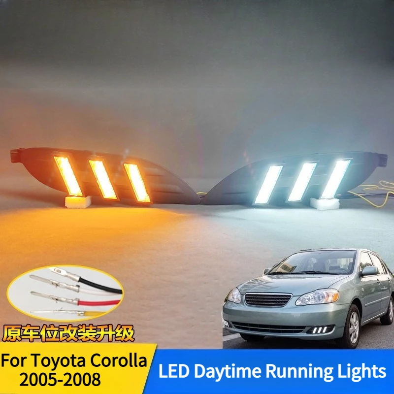 

For Toyota Corolla 2005-2008 LED Daytime Running Lights Upgrade Front Bumper Lights Turn Signal Accessories